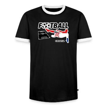 Fièvre du football Croatie - T-shirt contrasté Homme - noir/blanc - Devant - AI Model Female 172 light (172cm) & AI Model Male 178 light (178cm)
