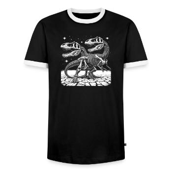 Black and white dinosaur skeletons for dinosaur fans - Men's Ringer Shirt - black/white - Front - AI Model Female 172 light (172cm) & AI Model Male 178 light (178cm)