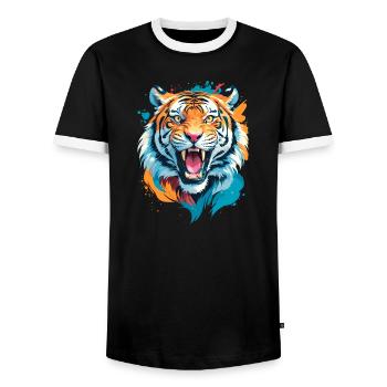 Nepal Tiger - T-shirt contrasté Homme - noir/blanc - Devant - AI Model Female 172 light (172cm) & AI Model Male 178 light (178cm)