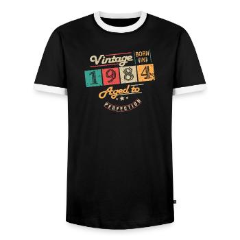 Original 1984 Vintage - Cadeau D’anniversaire 1984 - T-shirt contrasté Homme - noir/blanc - Devant - AI Model Female 172 light (172cm) & AI Model Male 178 light (178cm)