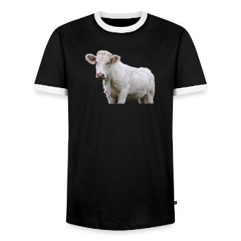 Vache - T-shirt contrasté Homme - noir/blanc - Devant - AI Model Female 172 light (172cm) & AI Model Male 178 light (178cm)
