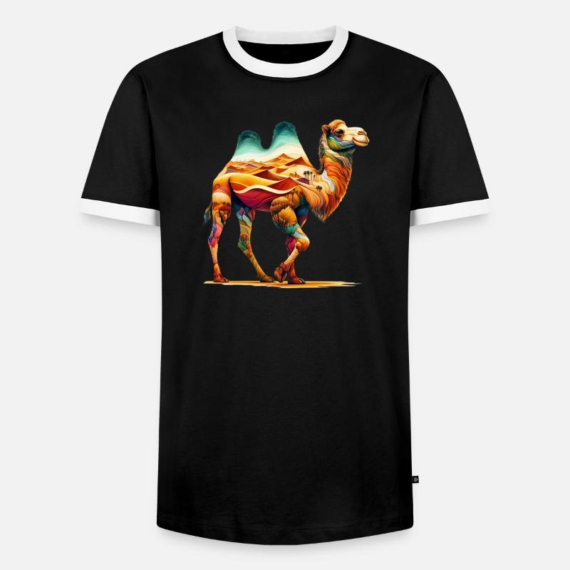 Kamel - Männer Kontrast-T-Shirt - Schwarz/Weiß