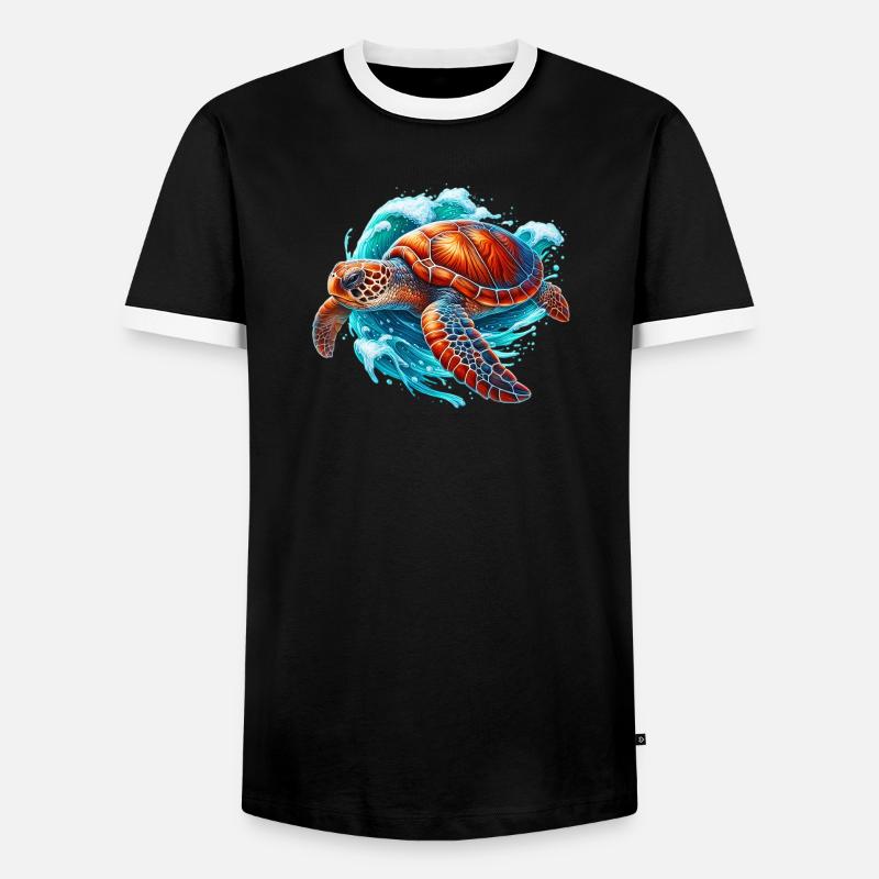 Turtle - Men's Ringer Shirt - black/white