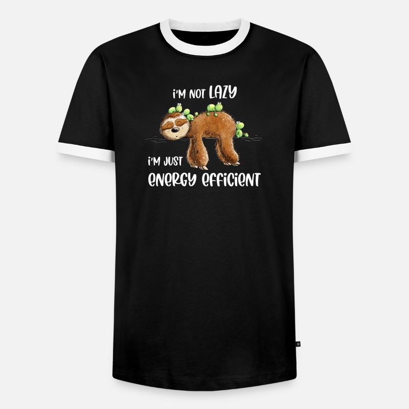 Faultier Spruch Lazy Energy Efficient - Männer Kontrast-T-Shirt - Schwarz/Weiß