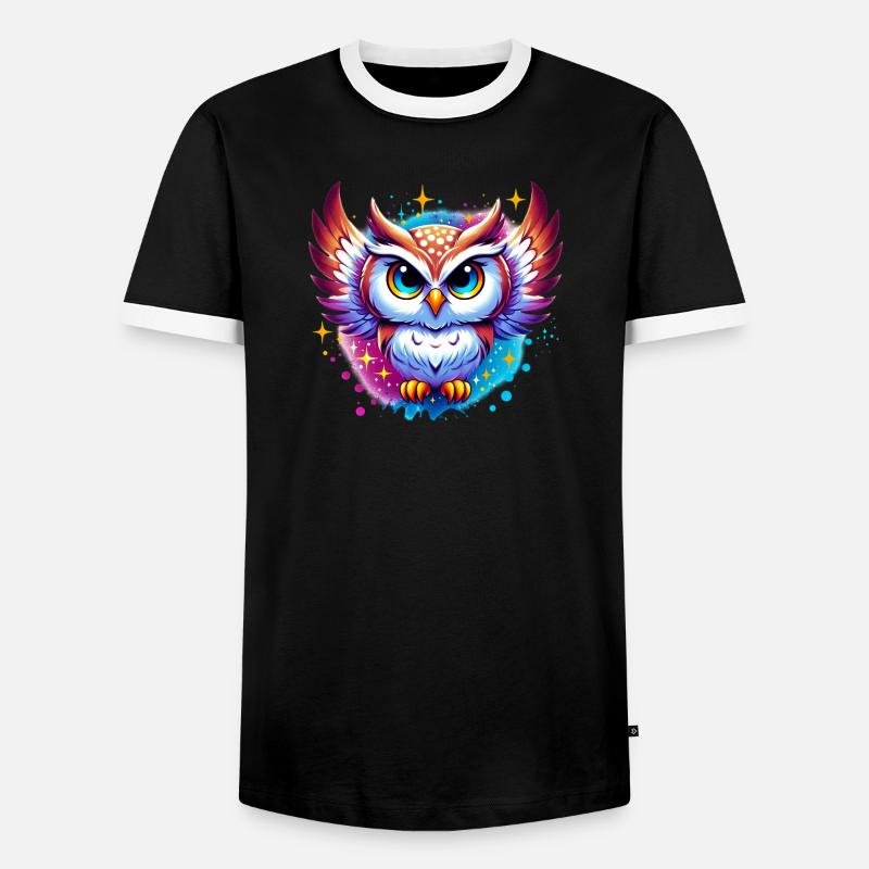 Eule - Männer Kontrast-T-Shirt - Schwarz/Weiß