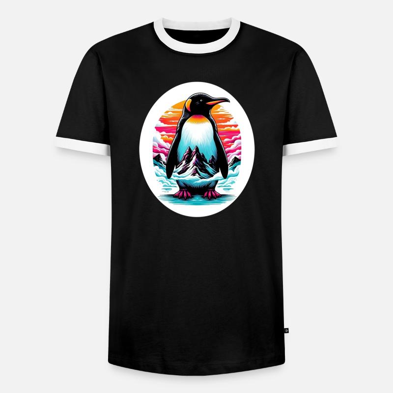 Pinguin - Männer Kontrast-T-Shirt - Schwarz/Weiß