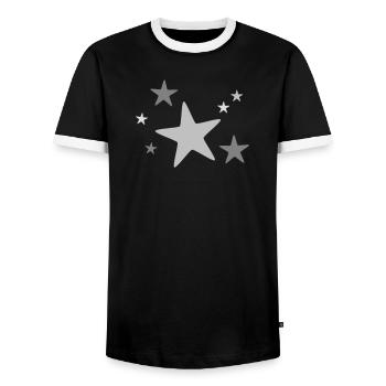 Groupe d’étoiles multicolore - T-shirt contrasté Homme - noir/blanc - Devant - AI Model Female 172 light (172cm) & AI Model Male 178 light (178cm)