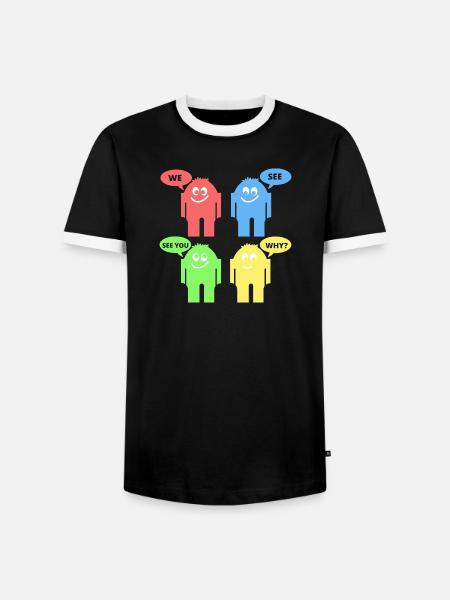 Lustige Männchen - Männer Kontrast-T-Shirt - Schwarz/Weiß