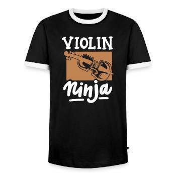 Geigenspieler Geiger - Männer Kontrast-T-Shirt - Schwarz/Weiß - Vorne - AI Model Female 172 light (172cm) & AI Model Male 178 light (178cm)