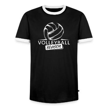 Volleyball Season Beach Volleyball Team Logo - Men's Ringer Shirt - black/white - Front - AI Model Female 172 light (172cm) & AI Model Male 178 light (178cm)