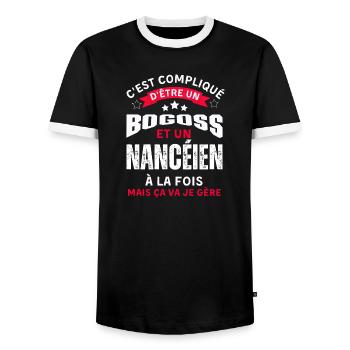 Habitants de Nancy - T-shirt contrasté Homme - noir/blanc - Devant - AI Model Female 172 light (172cm) & AI Model Male 178 light (178cm)