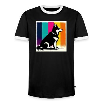 Hund - Männer Kontrast-T-Shirt - Schwarz/Weiß - Vorne - AI Model Female 172 light (172cm) & AI Model Male 178 light (178cm)