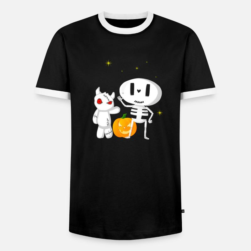 Halloweengesellschaft Gespenst und Monsterchen - Männer Kontrast-T-Shirt - Schwarz/Weiß