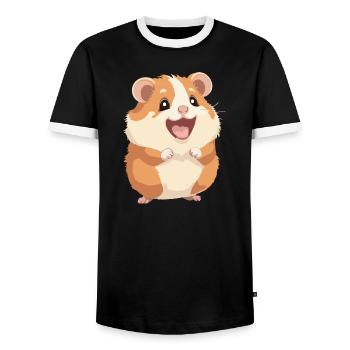 Hamster - Männer Kontrast-T-Shirt - Schwarz/Weiß - Vorne - AI Model Female 172 light (172cm) & AI Model Male 178 light (178cm)