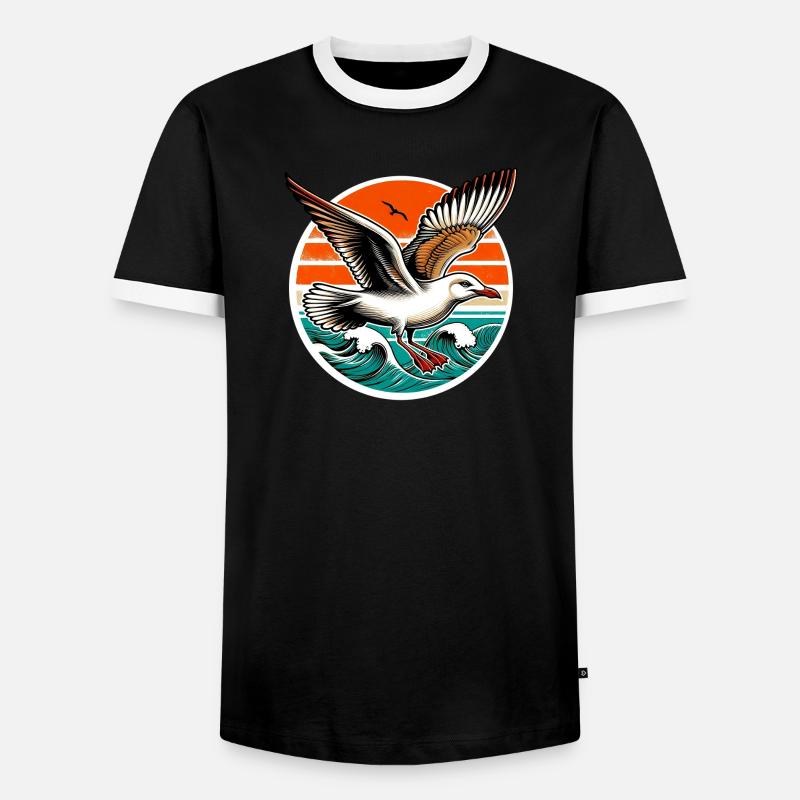 Möwe - Männer Kontrast-T-Shirt - Schwarz/Weiß