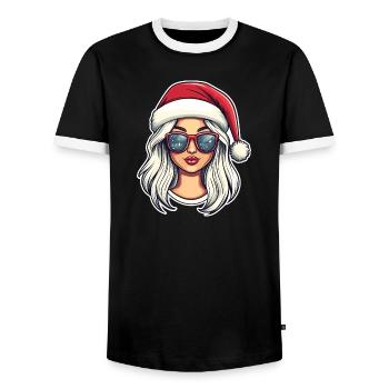 Winterglam Santa Sonnenbrille Kunst - Männer Kontrast-T-Shirt - Schwarz/Weiß - Vorne - AI Model Female 172 light (172cm) & AI Model Male 178 light (178cm)