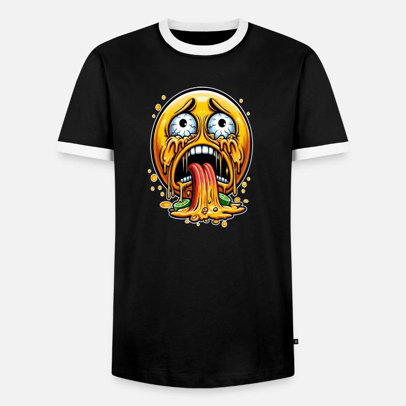 Puke attack face - Men's Ringer Shirt - black/white