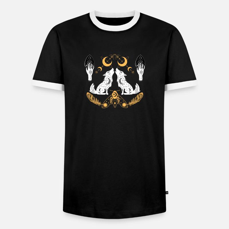 Lunar Wolves Emblem - Men's Ringer Shirt - black/white