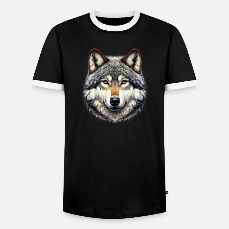 Wolf - Männer Kontrast-T-Shirt - Schwarz/Weiß