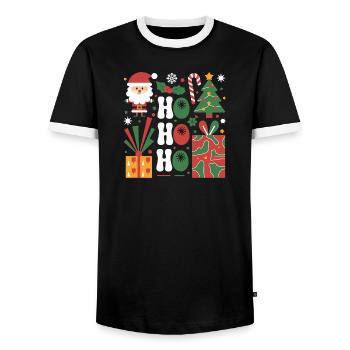 Festive Christmas Icon Set for Apparel - Men's Ringer Shirt - black/white - Front - AI Model Female 172 light (172cm) & AI Model Male 178 light (178cm)