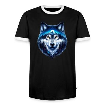 Wolf - Men's Ringer Shirt - black/white - Front - AI Model Female 172 light (172cm) & AI Model Male 178 light (178cm)
