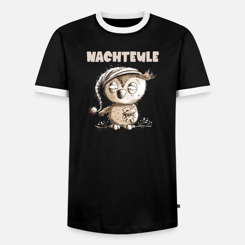 Drollige Nachteule Eule - Männer Kontrast-T-Shirt - Schwarz/Weiß