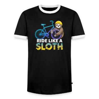 Faultier Biker mit Helm - Männer Kontrast-T-Shirt - Schwarz/Weiß - Vorne - AI Model Female 172 light (172cm) & AI Model Male 178 light (178cm)