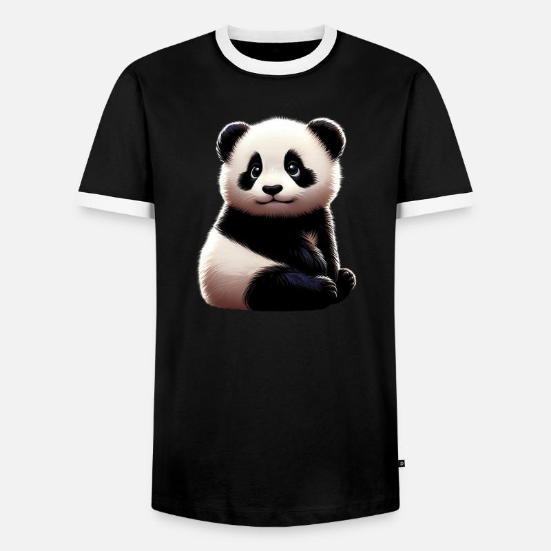 Panda - Männer Kontrast-T-Shirt - Schwarz/Weiß