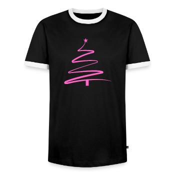 FROHE WEIHNACHTEN WEIHNACHTSBAUM FRAUEN - Männer Kontrast-T-Shirt - Schwarz/Weiß - Vorne - AI Model Female 172 light (172cm) & AI Model Male 178 light (178cm)