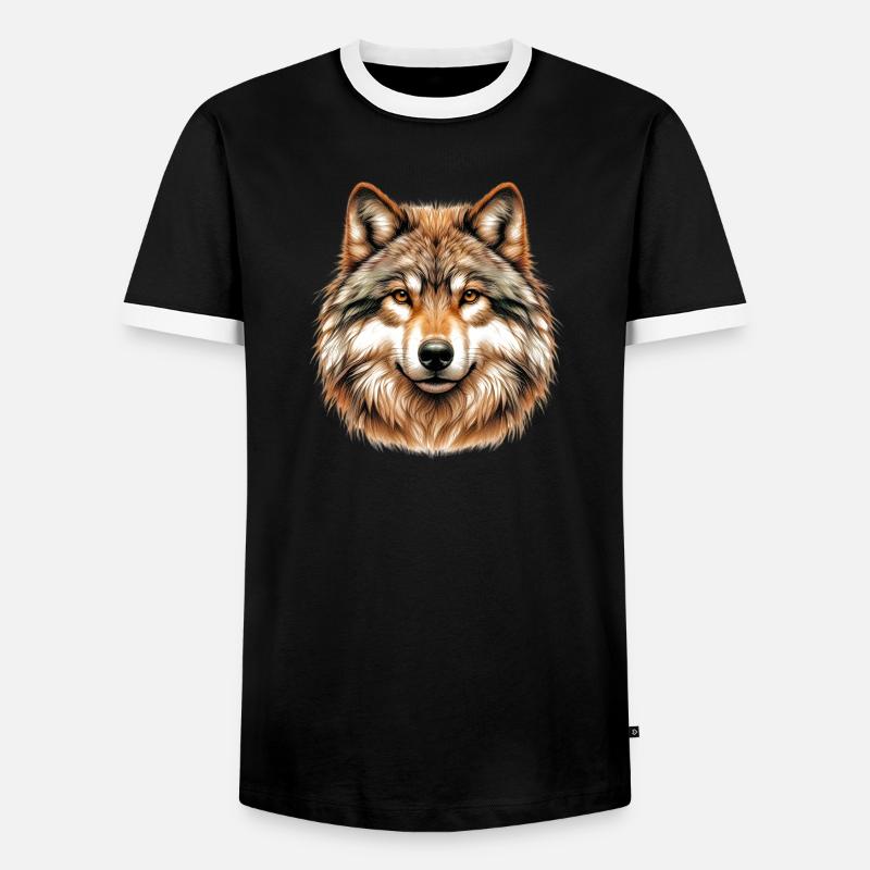 Wolf - Men's Ringer Shirt - black/white