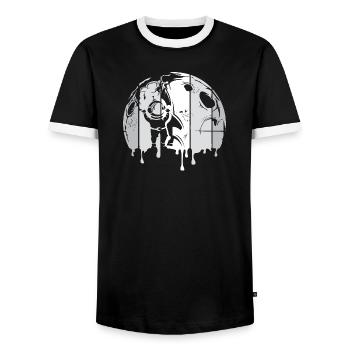 Mond Astronaut Weltall Rakete Graffiti retro Logo - Männer Kontrast-T-Shirt - Schwarz/Weiß - Vorne - AI Model Female 172 light (172cm) & AI Model Male 178 light (178cm)