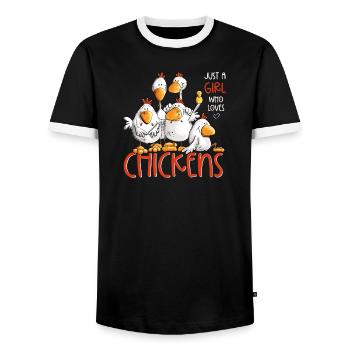 Juste une fille qui aime les poulets Fan de poulets de poulet - T-shirt contrasté Homme - noir/blanc - Devant - AI Model Female 172 light (172cm) & AI Model Male 178 light (178cm)