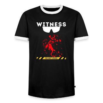 Witness - Men's Ringer Shirt - black/white - Front - AI Model Female 172 light (172cm) & AI Model Male 178 light (178cm)