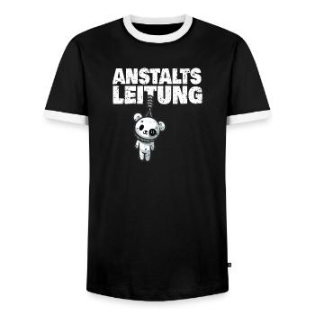 Institution management Teddy - Men's Ringer Shirt - black/white - Front - AI Model Female 172 light (172cm) & AI Model Male 178 light (178cm)