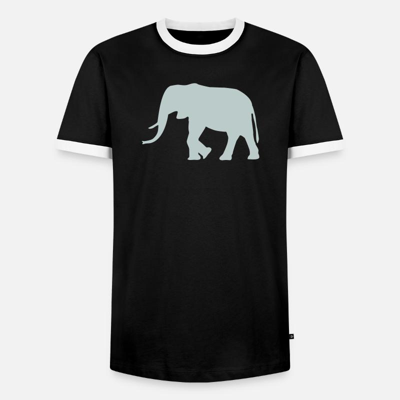 Elefant - Männer Kontrast-T-Shirt - Schwarz/Weiß