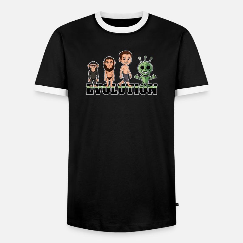 Evolution Alien - Männer Kontrast-T-Shirt - Schwarz/Weiß