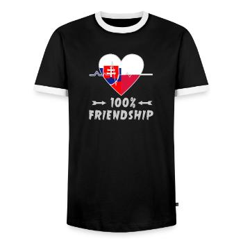 Slowakei und Polen 100% Freundschaft - Männer Kontrast-T-Shirt - Schwarz/Weiß - Vorne - AI Model Female 172 light (172cm) & AI Model Male 178 light (178cm)