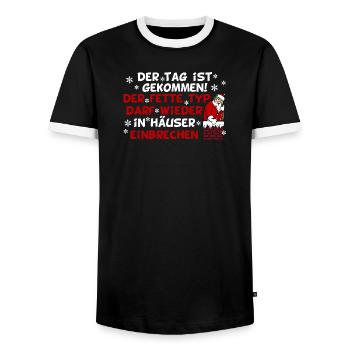 Weihnachten Dicker Weihnachtsmann - Männer Kontrast-T-Shirt - Schwarz/Weiß - Vorne - AI Model Female 172 light (172cm) & AI Model Male 178 light (178cm)