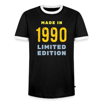 1990 - T-shirt contrasté Homme - noir/blanc - Devant - AI Model Female 172 light (172cm) & AI Model Male 178 light (178cm)