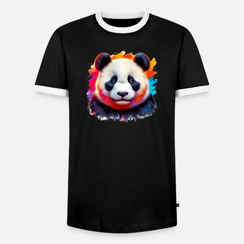 Panda - Männer Kontrast-T-Shirt - Schwarz/Weiß