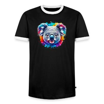 Koala - Männer Kontrast-T-Shirt - Schwarz/Weiß - Vorne - AI Model Female 172 light (172cm) & AI Model Male 178 light (178cm)