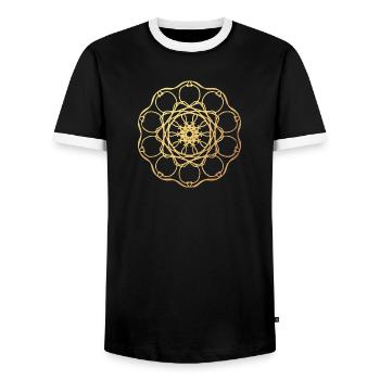 Gold Sonne Yoga Mandala Indien om Namaste Zentrum - Männer Kontrast-T-Shirt - Schwarz/Weiß - Vorne - AI Model Female 172 light (172cm) & AI Model Male 178 light (178cm)
