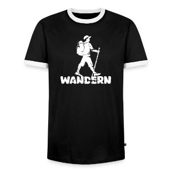 hiking hiker outdoor nature mountains icon logo - Men's Ringer Shirt - black/white - Front - AI Model Female 172 light (172cm) & AI Model Male 178 light (178cm)