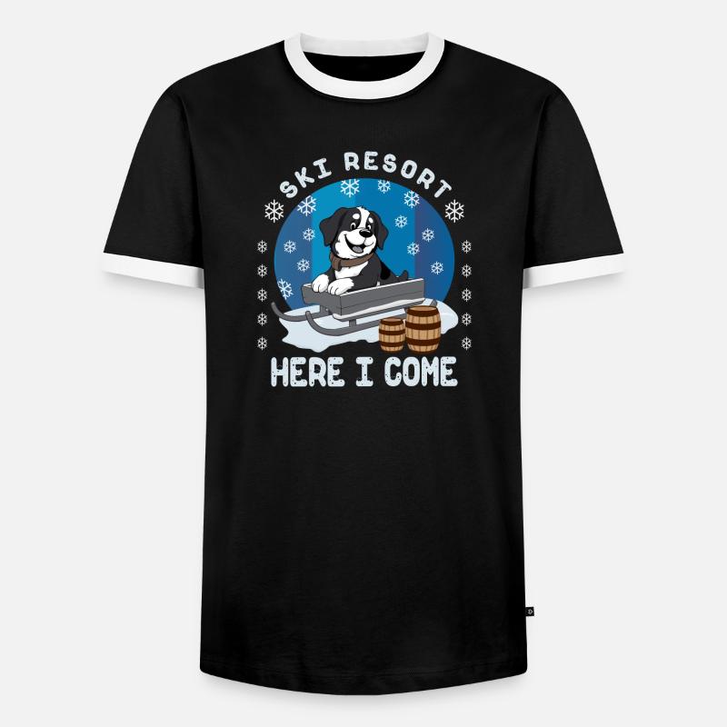 Bernhardiner - Männer Kontrast-T-Shirt - Schwarz/Weiß