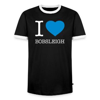 I LOVE BOBSLEIGH Bobfahren - Men's Ringer Shirt - black/white - Front - AI Model Female 172 light (172cm) & AI Model Male 178 light (178cm)
