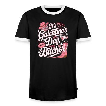 Galentine's Day Funny Party - Men's Ringer Shirt - black/white - Front - AI Model Female 172 light (172cm) & AI Model Male 178 light (178cm)