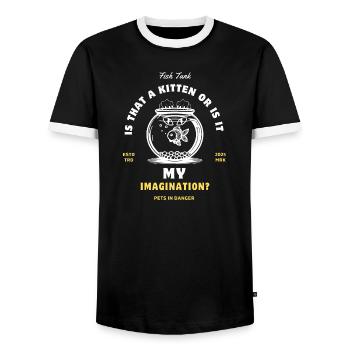 Griffe de chat dans un aquarium en verre - T-shirt contrasté Homme - noir/blanc - Devant - AI Model Female 172 light (172cm) & AI Model Male 178 light (178cm)