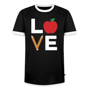 Typographie de l’Apple Pencil d’amour - T-shirt contrasté Homme - noir/blanc - Devant - AI Model Female 172 light (172cm) & AI Model Male 178 light (178cm)