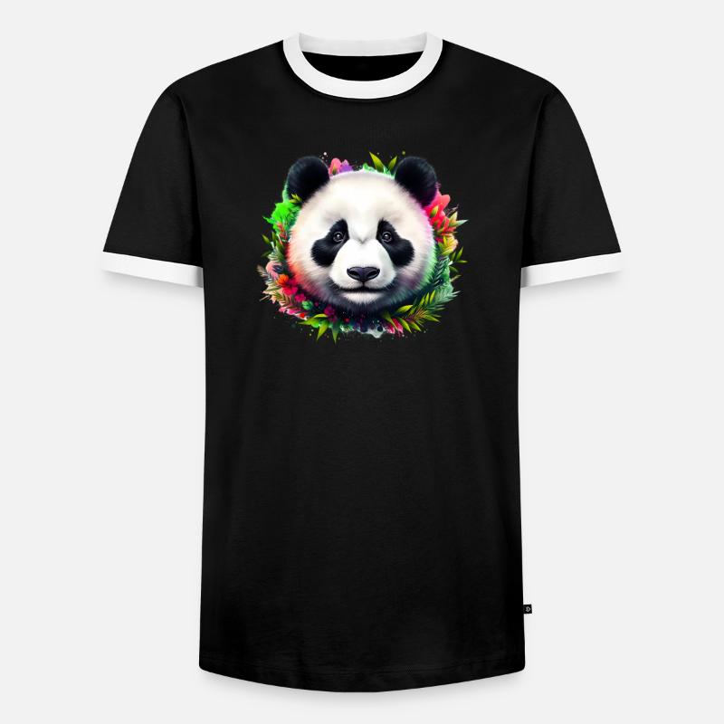 Panda - Männer Kontrast-T-Shirt - Schwarz/Weiß