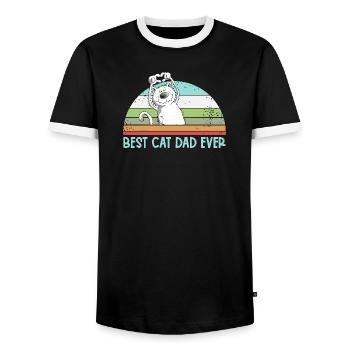 Meilleur chat papa chats papa papa vintage amoureux des chats - T-shirt contrasté Homme - noir/blanc - Devant - AI Model Female 172 light (172cm) & AI Model Male 178 light (178cm)
